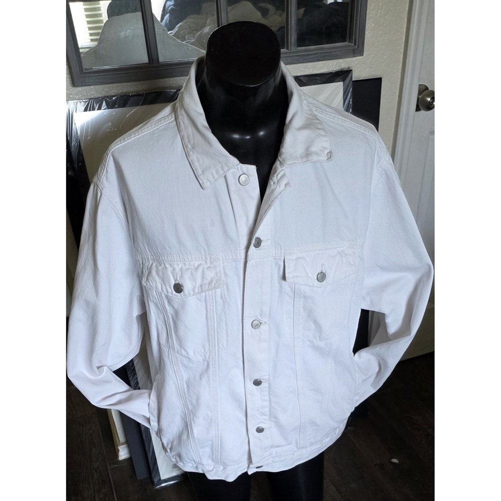 Keith Haring X H&M Denim Jacket Size L White Oversized Limited Edition